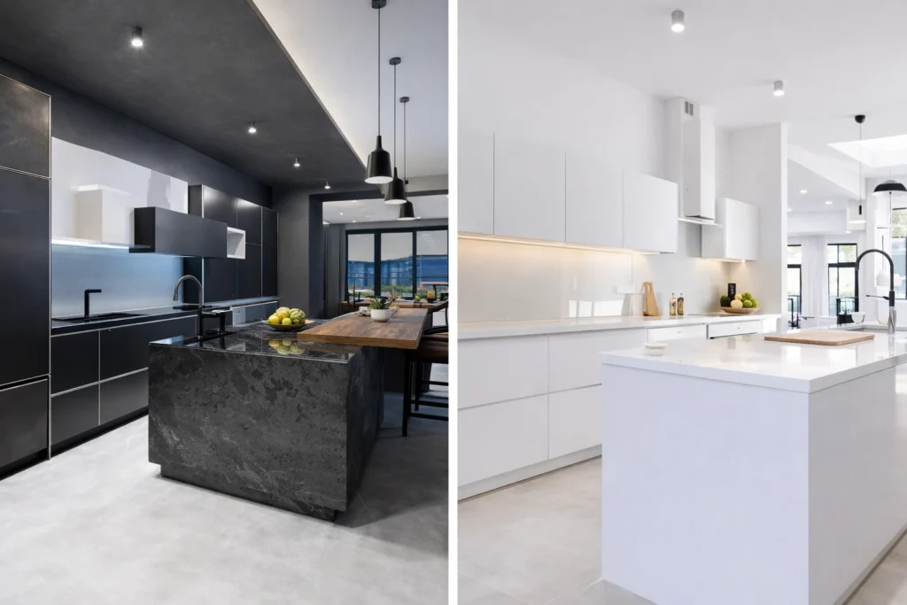 white vs dark kitchen cabinets